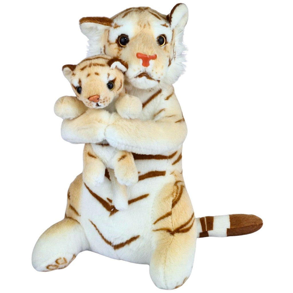 Tigre de Pelúcia Com Filhote Realista Nicho Safari Luxo