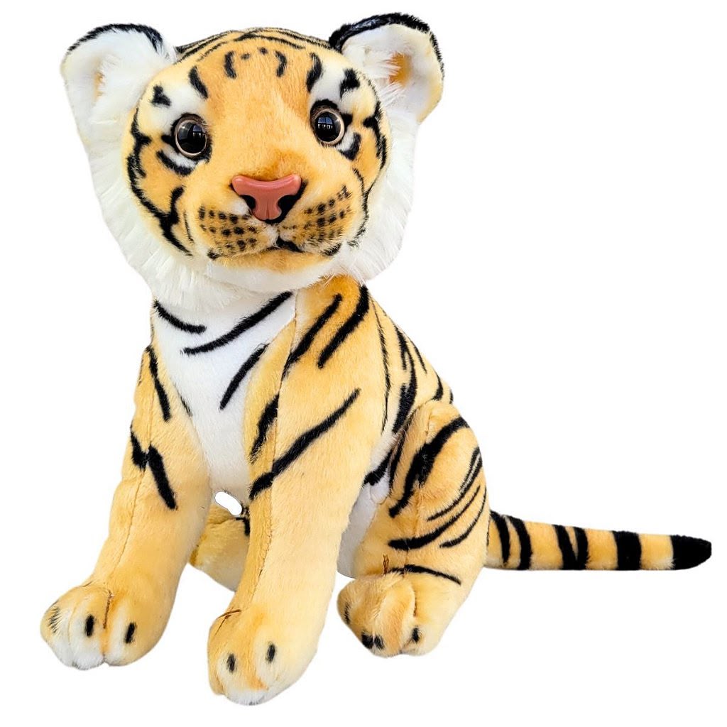Tigre de Pelúcia Realista Sentado 25cm Filhote Safari Nicho
