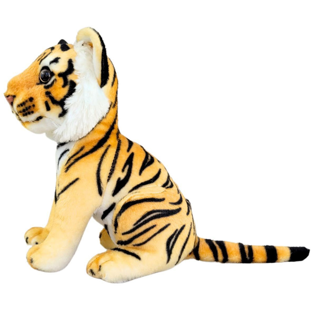 Tigre de Pelúcia Realista Sentado 25cm Filhote Safari Nicho