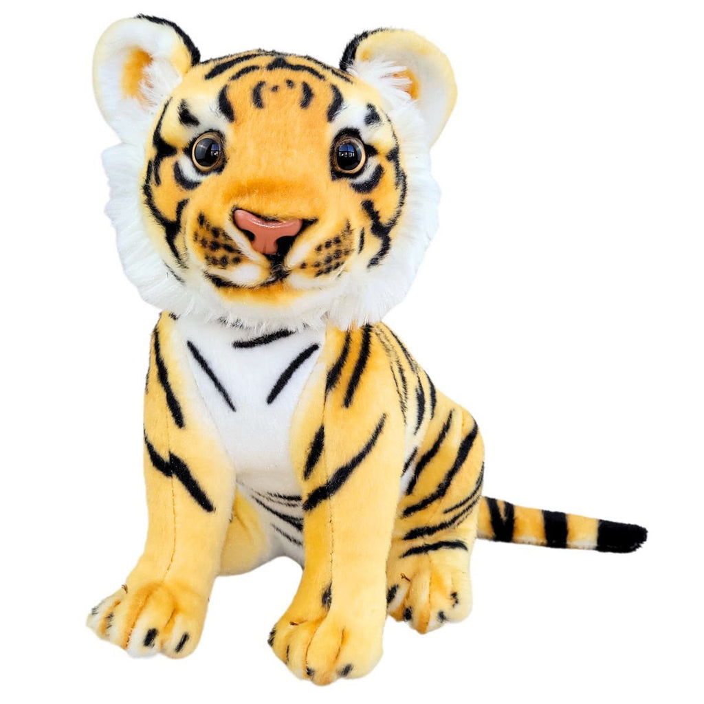 Tigre de Pelúcia Realista Sentado 25cm Filhote Safari Nicho