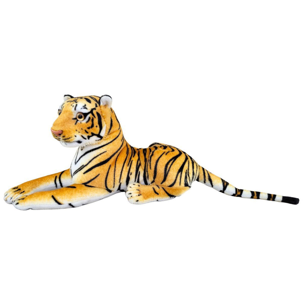 Tigre de Pelúcia Safari Realista Deitado 55cm Lindo