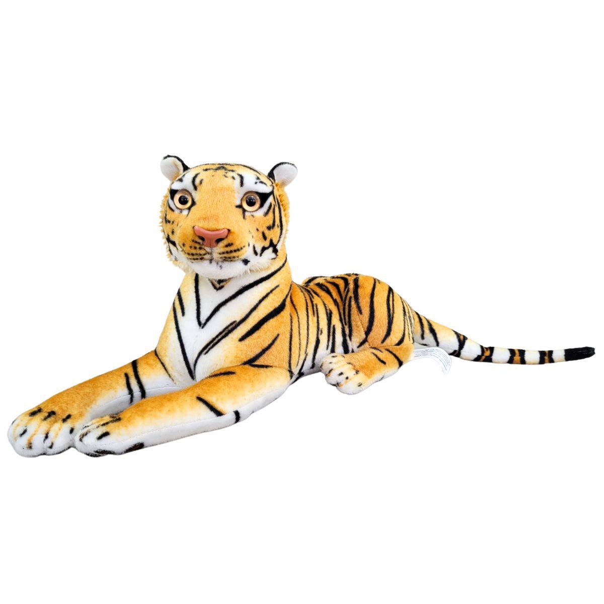 Tigre de Pelúcia Safari Realista Deitado 55cm Lindo