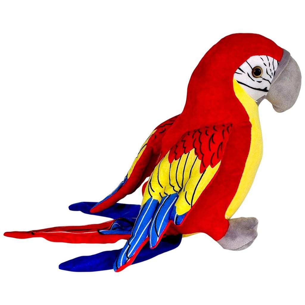 Arara De Pelúcia Grande Ave 33cm Pássaro Papagaio